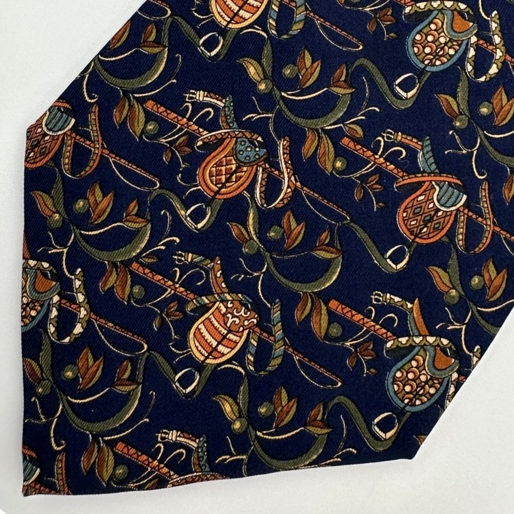 Salvatore Ferragamo Tie Mens‎ Silk Blue Made Italy Necktie Equestrian Luxury